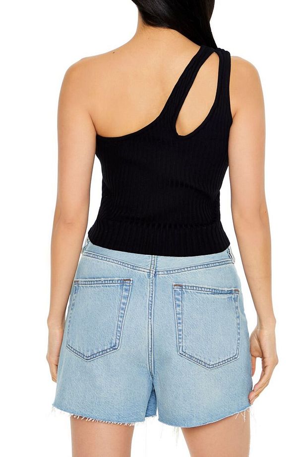 Tek Omuz Triko Crop Bluz - 5