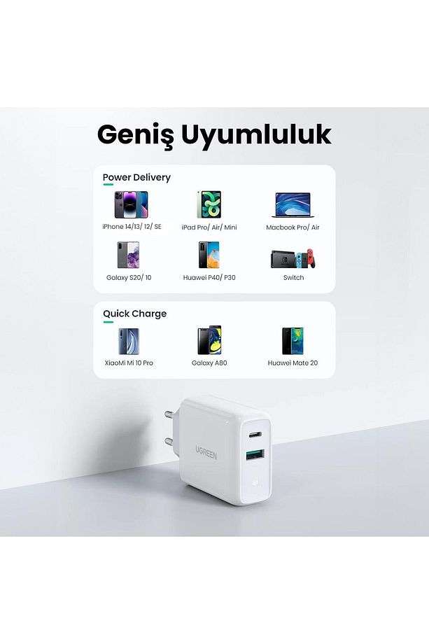 38w Çift Portlu Usb-a Ve Type-c Pd Qc Hızlı Şarj Cihazı Beyaz - 5