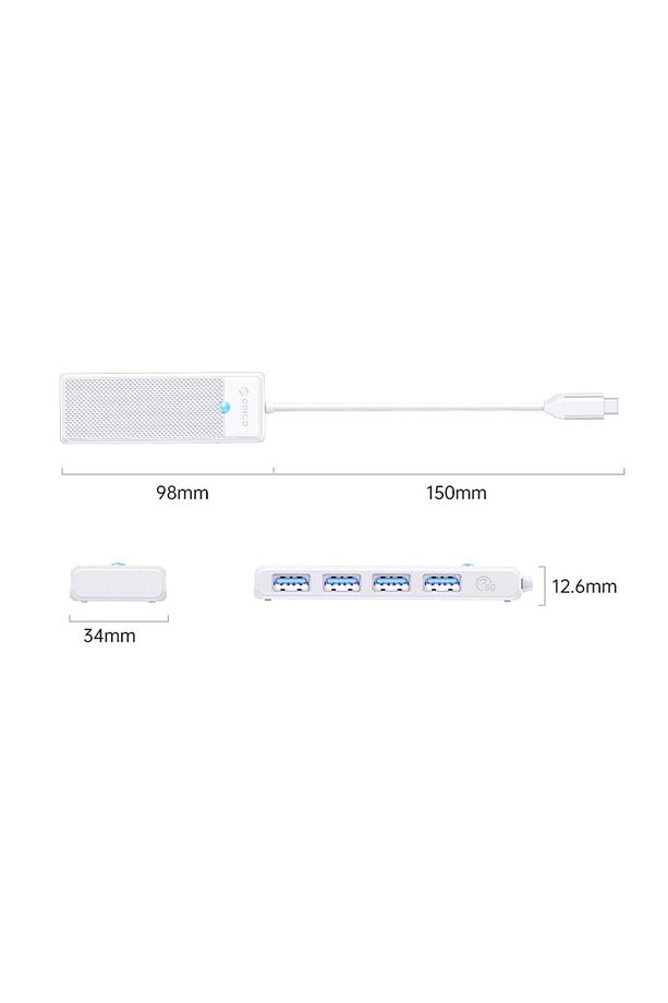 4 Portlu Type-c To Usb 3.0 Yüksek Hızlı 5gbps Hub Çoklayıcı Beyaz - 5