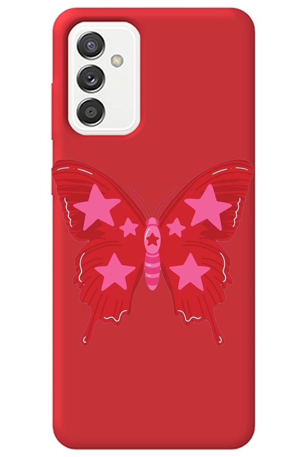 Silicone Phone Case for Samsung Galaxy A34 Red Inside Velvet Butterfly Girl Power Pattern