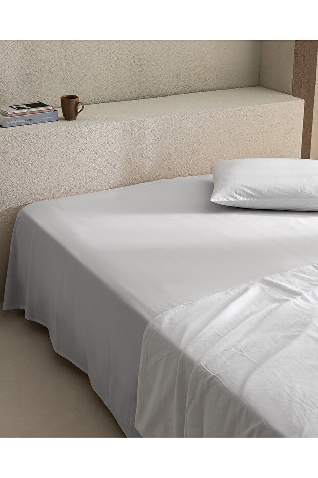 Manon Double 100% Cotton Ranforce Elasticless Sheet - Gray