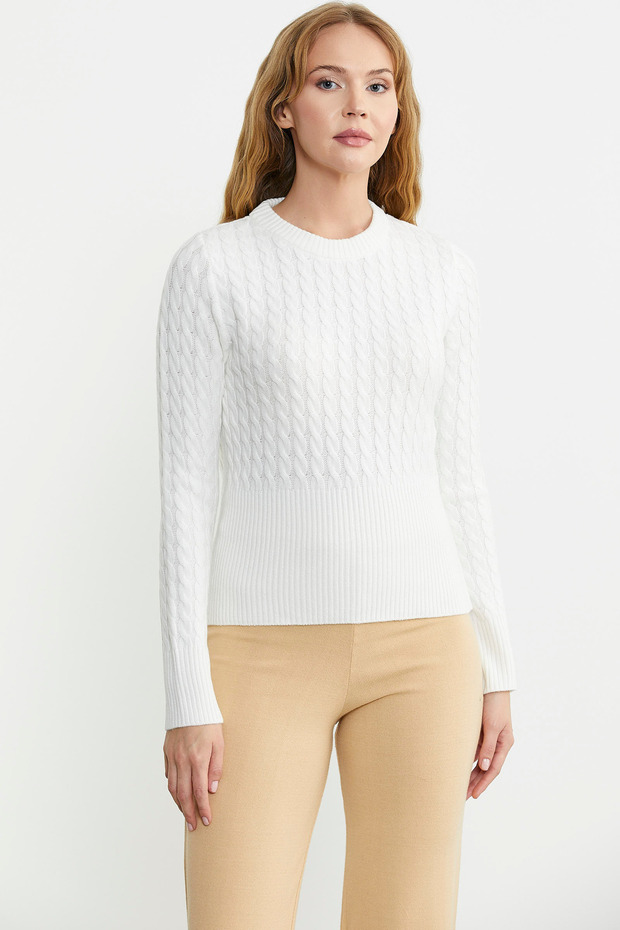 Hair Knit Waist-Slit Knitwear Sweater - Bone