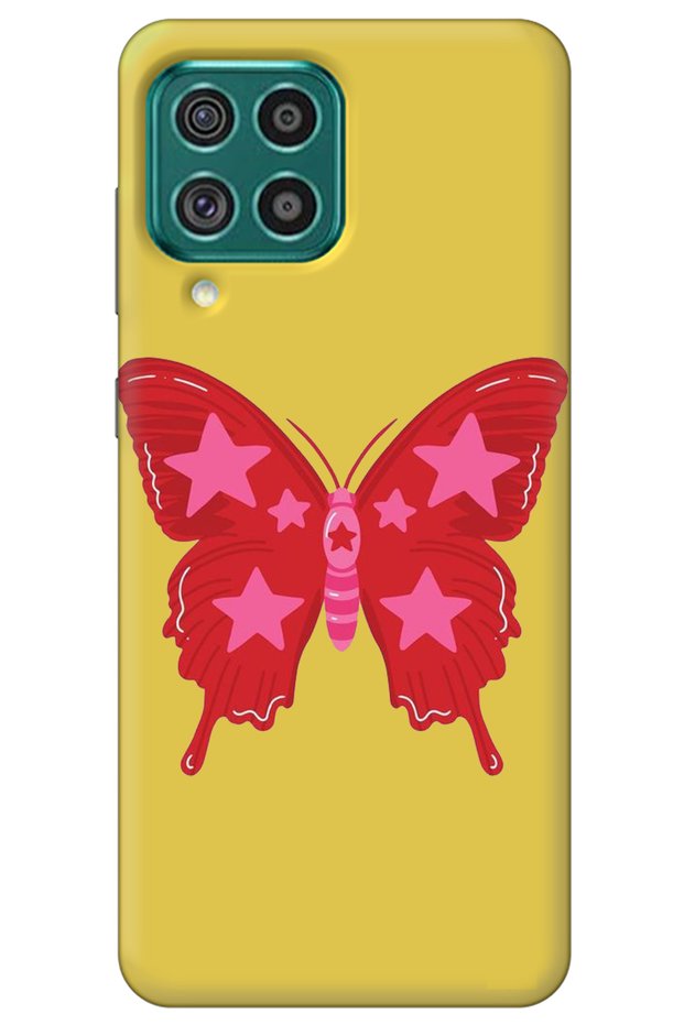 Samsung M22 Yellow Velvet Butterfly Girl Power Patterned Silicone Phone Case