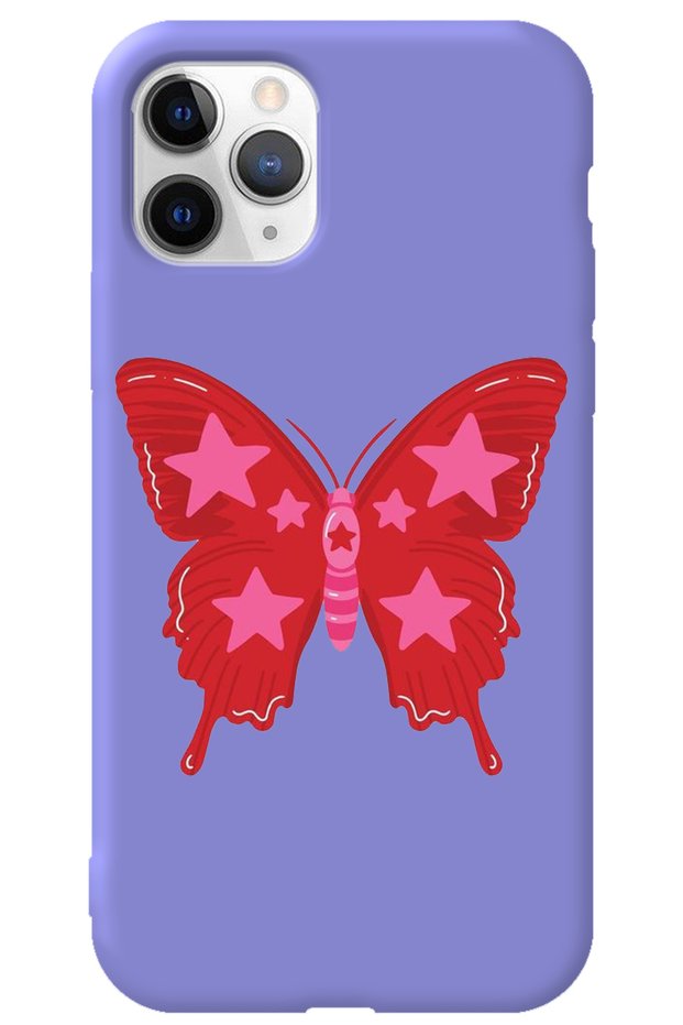 iPhone 11 Pro Max Lilac Velvet Butterfly Girl Power Patterned Silicone Phone Case