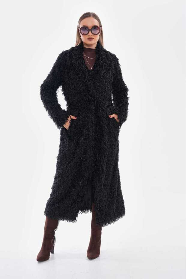 معطف طويل من ريش الطيور - 4