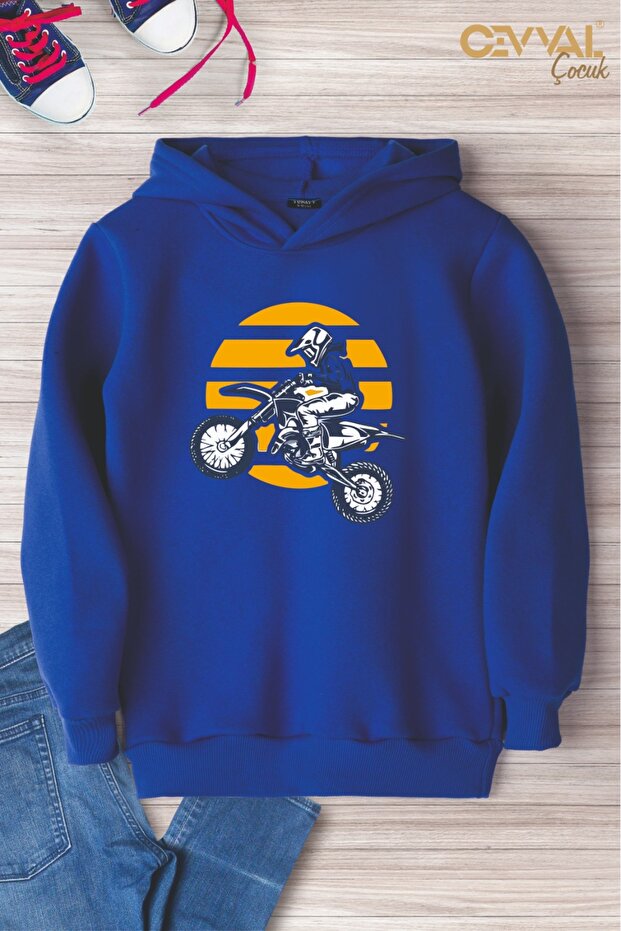 Motored Printed Hooded Oversize Kids Sweat Shirt