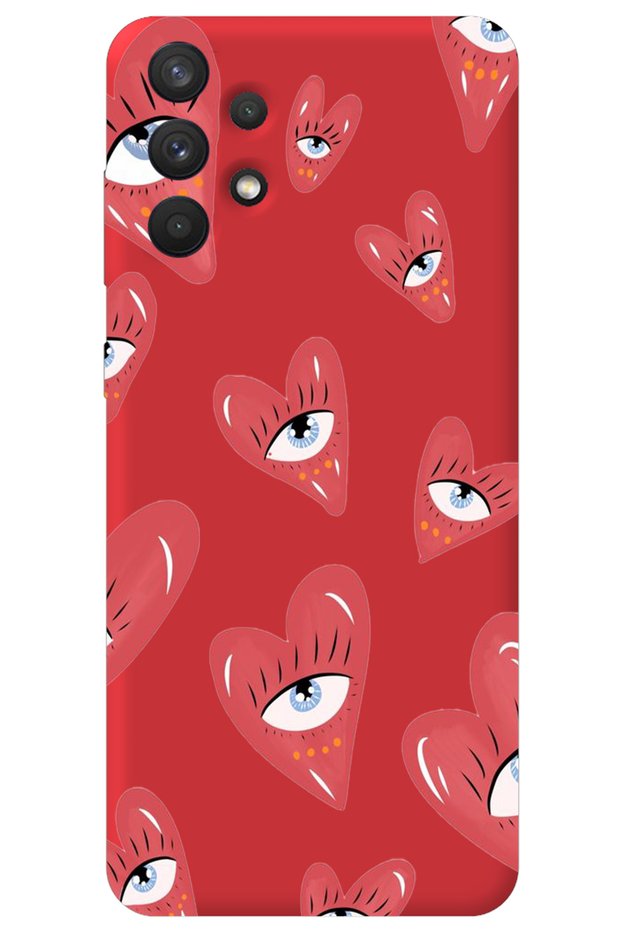 Silicone Phone Case for Samsung A23 4g Red with Velvet Inside Kalpgöz Girl Power Pattern