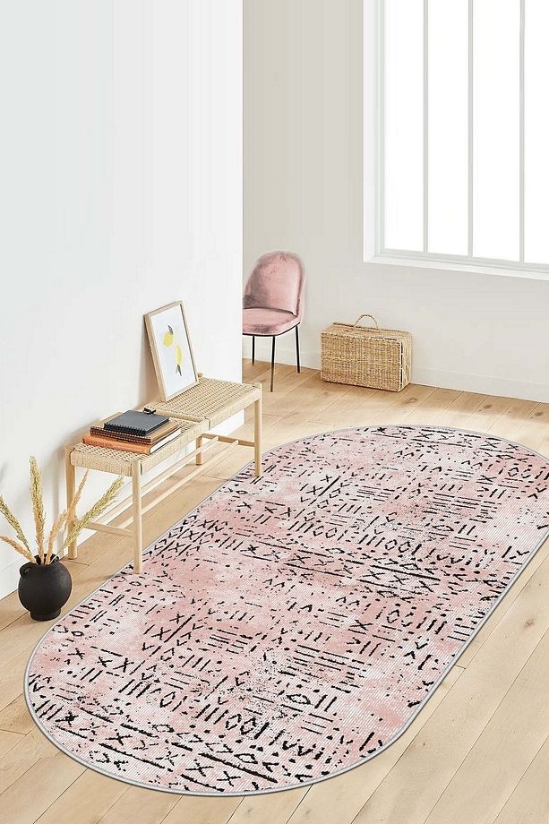 Dijital Baskı Yıkanabilir Kaymaz Taban Oval Mutfak Halısı Salon Halısı Ve Yolluk - 1