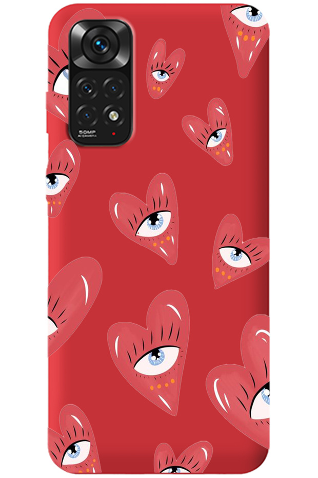 Xiaomi Redmi 10 2022 Red Inner Velvet Heart Eye Girl Power Patterned Silicone Phone Case