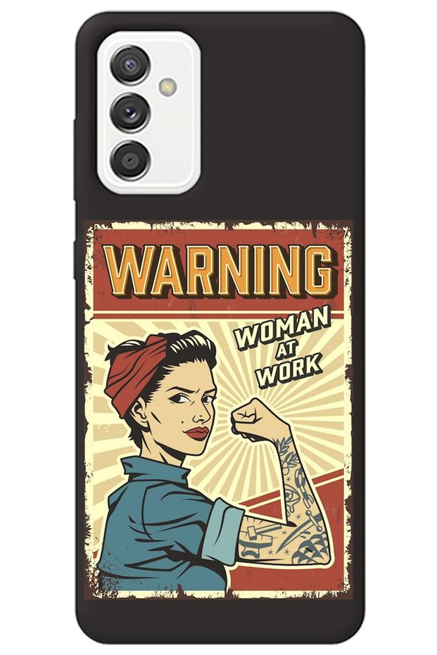 Samsung Galaxy S24 Plus Black Inside Velvet Warning Girl Power Patterned Silicone Phone Case