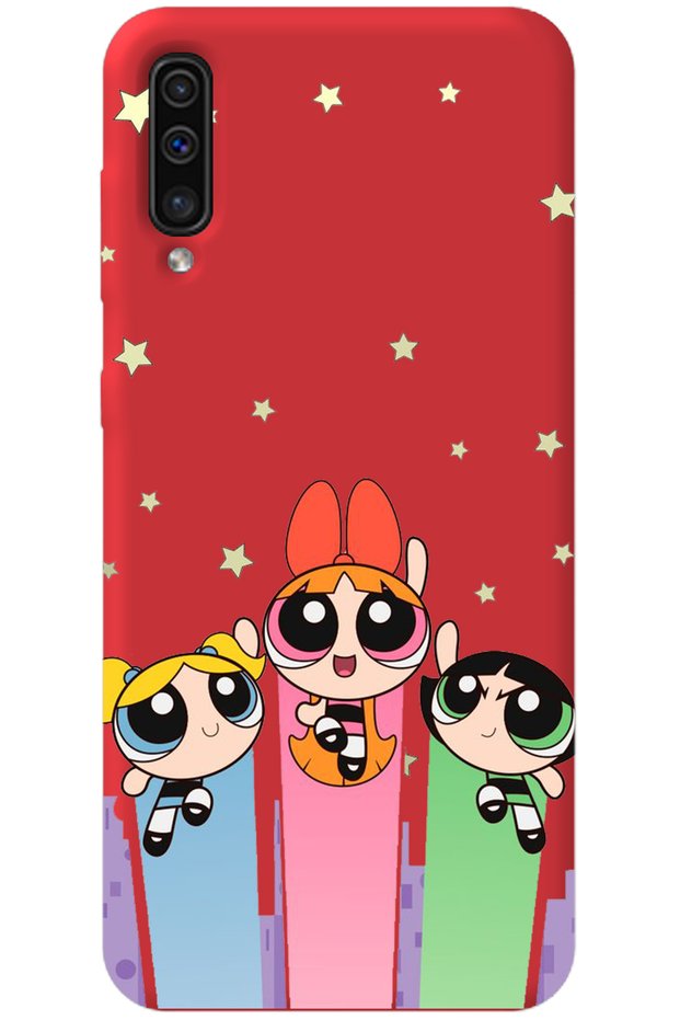 Silicone Phone Case for Samsung Galaxy A70 Red Inside Velvet Puff Girl Power Pattern