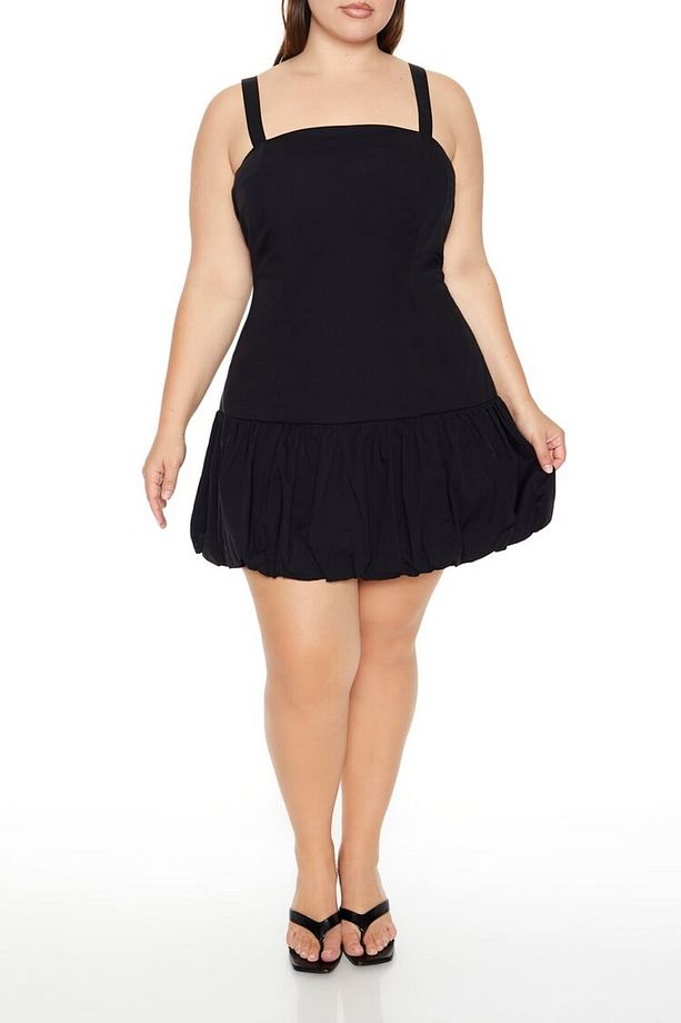 Plus Size Poplin Mini Elbise - 2