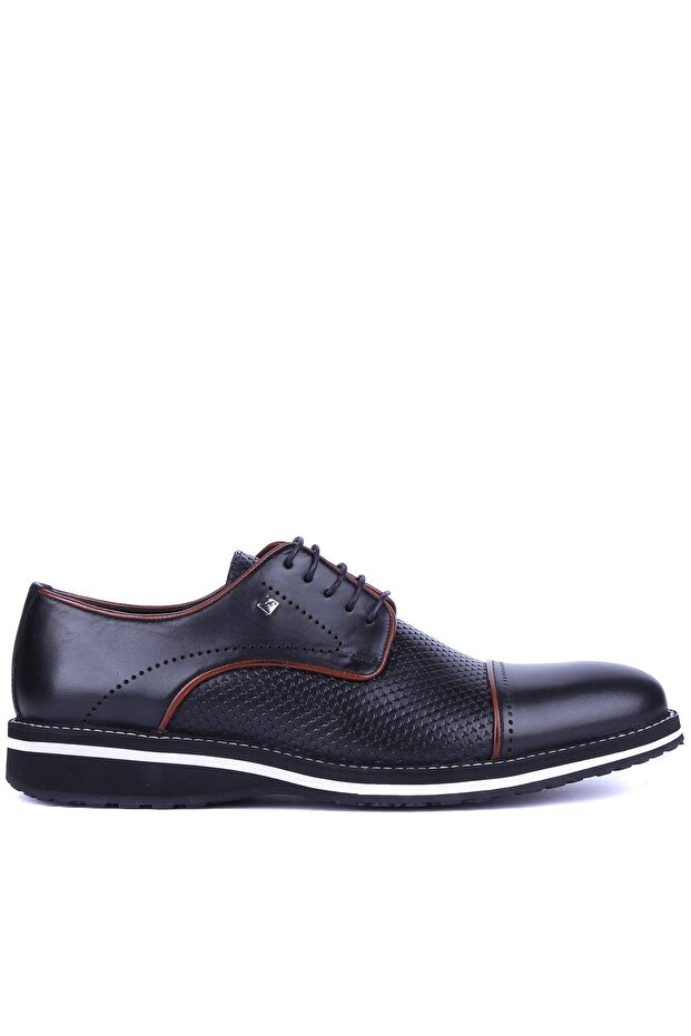 - Black Genuine Leather Men's Casual Shoes 9040 - 6951