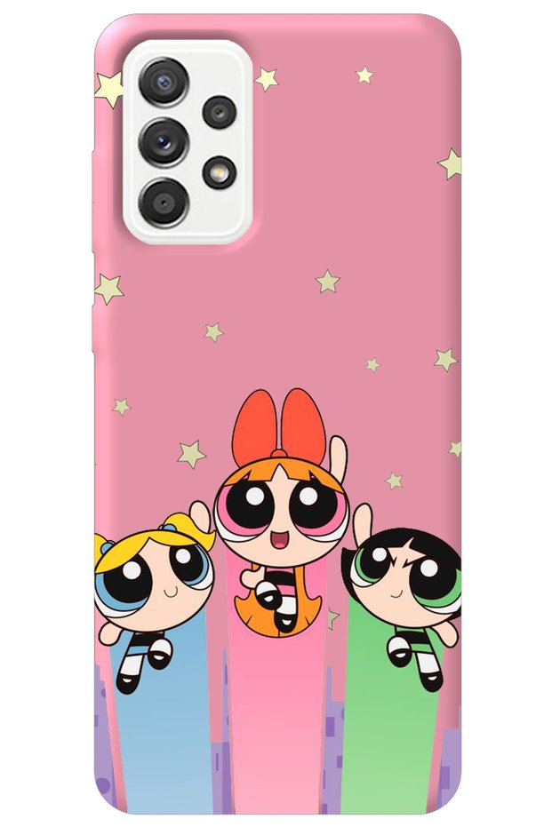Samsung A33 Pink Inside Velvet Puff Girl Power Patterned Silicone Phone Case
