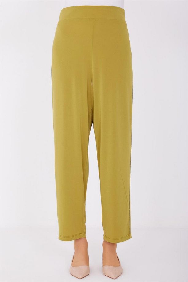 Zincir Şeritli Örme Pantolon 23y2406 Fıstık - 2