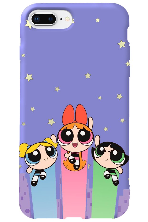 iPhone 7 Plus Lilac Inside Velvet Puff Girl Power Patterned Silicone Phone Case