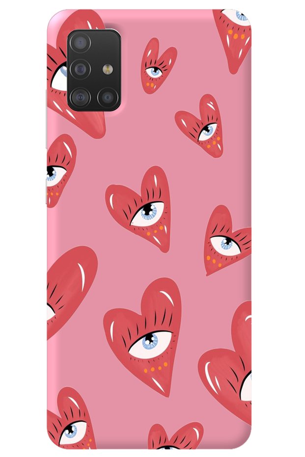 Samsung A71 Pink Velvet Inside Heart Eye Girl Power Patterned Silicone Phone Case