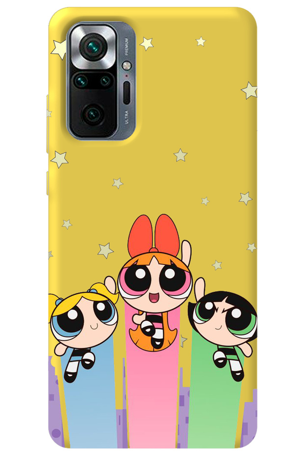 Xiaomi Redmi Note 10 Pro Yellow Inner Velvet Puff Girl Power Patterned Silicone Phone Case