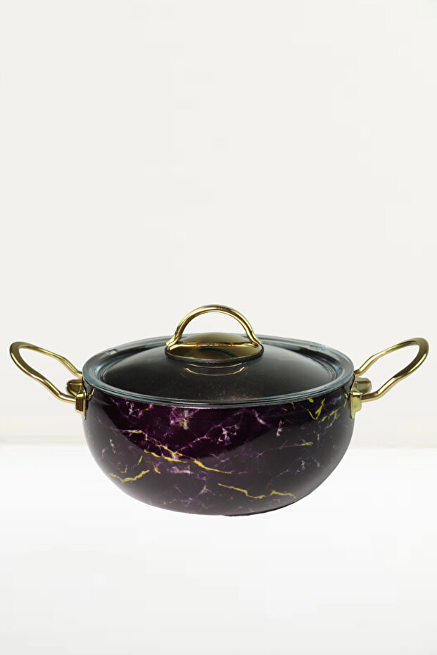 20 cm Marble Pattern Purple Deep Pot 2.3 Lt - 1