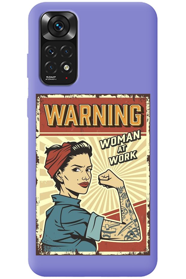 Xiaomi Redmi Note 11S Lilac Inside Velvet Warnıng Girl Power Patterned Silicone Phone Case