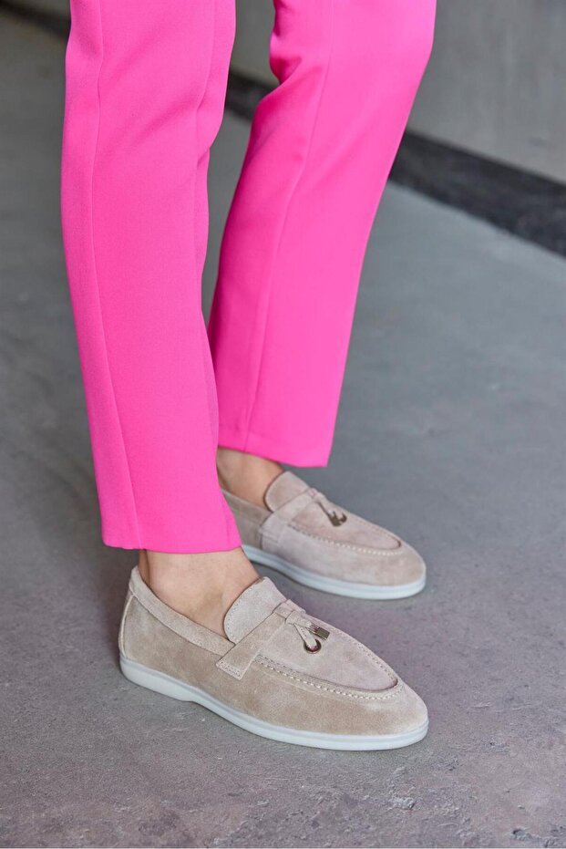 Lou Beige Genuine Suede Women's Casual Shoes