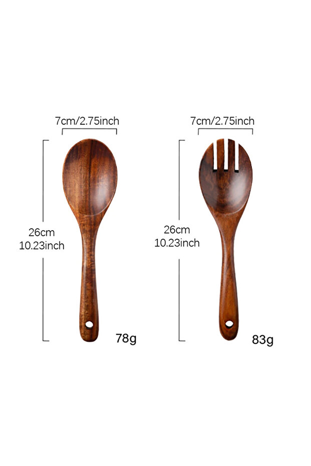 2Pcs 2Pcs Dinnerware Set Wooden Large Spoon Fork Cutlery Set Japanese Style Long Handle Serving Sala