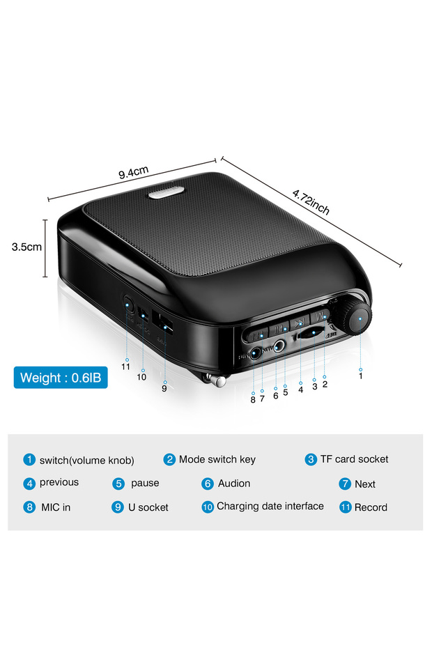 Bluetooth UHF Wireless Voice Amplifier Portable For Teaching Lecture Tour Guide Promotion U-Disk ... - 3