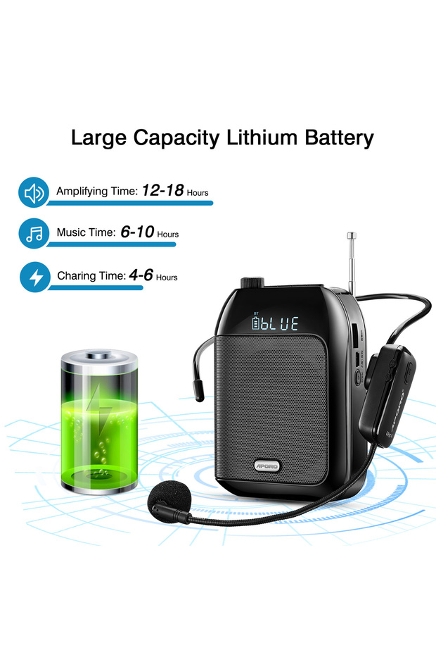 Bluetooth UHF Wireless Voice Amplifier Portable For Teaching Lecture Tour Guide Promotion U-Disk ... - 5