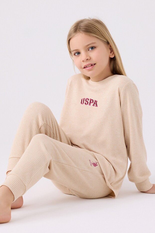 Licensed Us Polo Assn Girls' Suit for Ages 4-15 - Latte