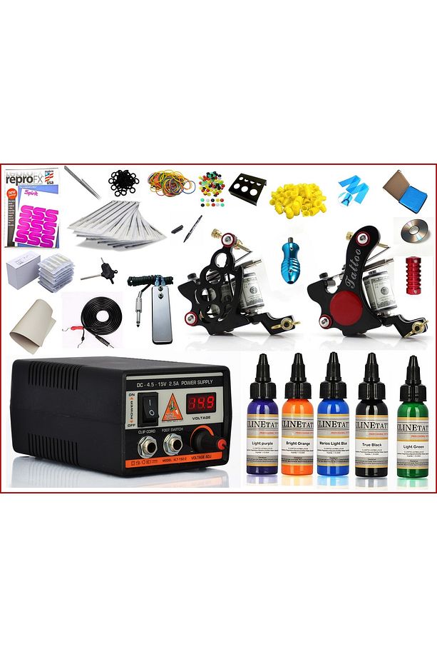 XL-3499 - 2 Makineli Büyük Boyalı Dövme Makinesi Seti Full - 1
