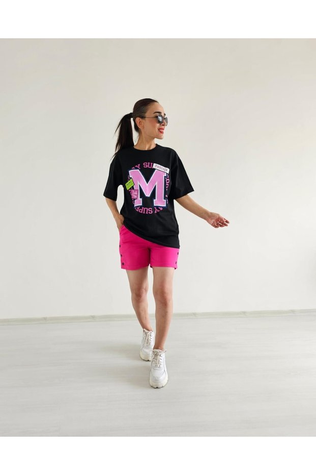 M Letter Print T-Shirt