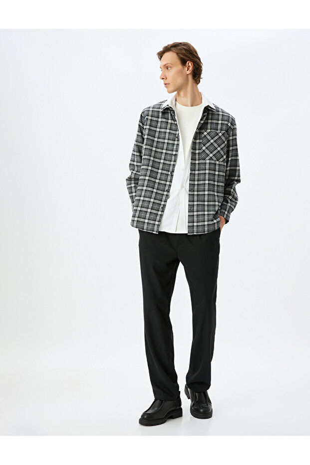 Long Sleeve Pocket Cotton Blended Lumberjack Shirt