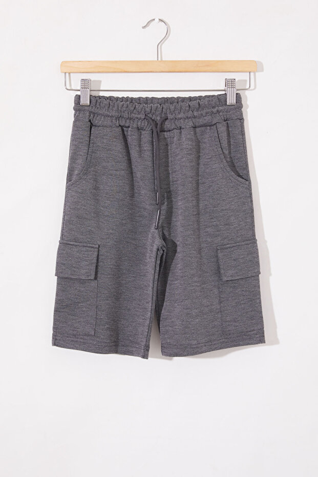 Anthracite Cargo Pocket Boys' Shorts with Elastic Waist 18801