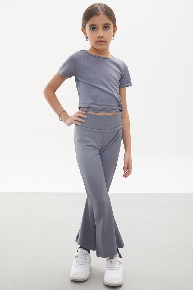 Smoked Spanish Leg Tights and Waist Tie Cropped Girl's Suit 18109