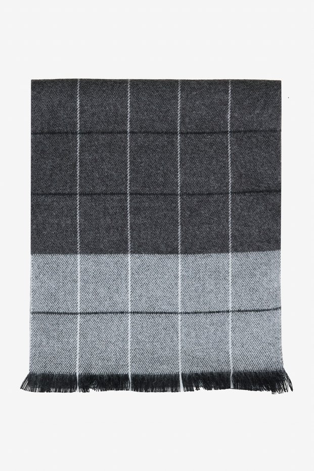 Men's Grey-Black Warm Patterned Knitwear Scarf