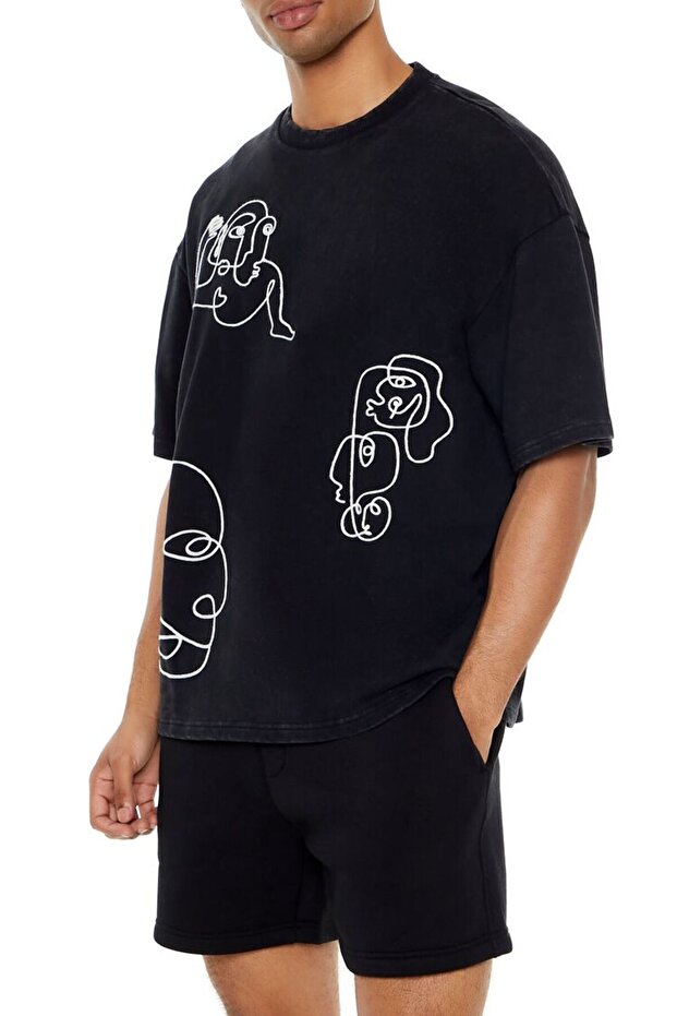 Nakışlı Chain-Stitched Tişört - 2