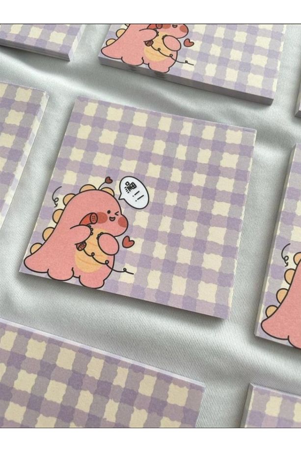 Pink Dinozor Kawaii 50 Sayfa Kare Not Defteri - 3