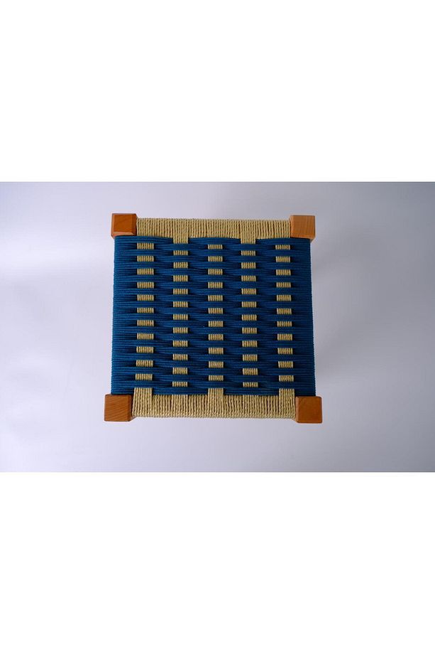 Ahşap Hasır Örgülü Tabure Mutfak/Balkon/Piknik Masa Taburesi 45 cm - 4