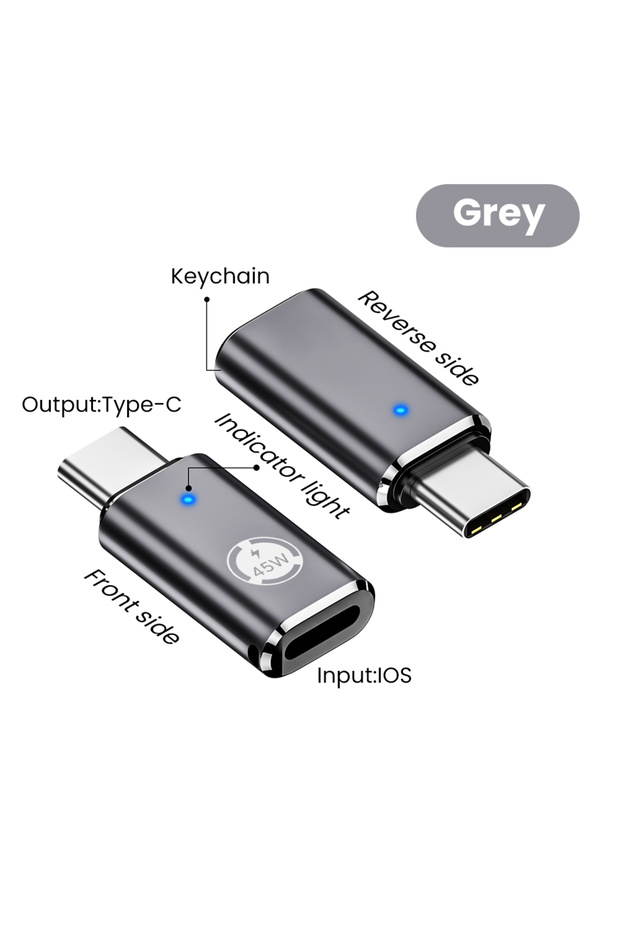 Type C to Lightning Otg Adapter Pd 45W Fast Charging Ios Lightning Female to Type C Male Connector... - 1