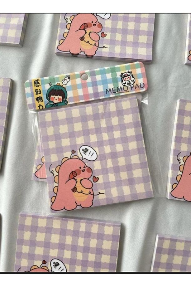 Pink Dinozor Kawaii 50 Sayfa Kare Not Defteri - 4