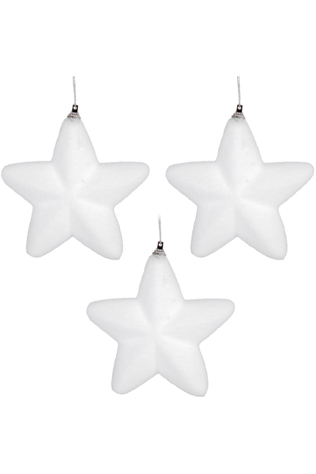 Christmas Ornament, Star, White - Set of 3, 13 cm