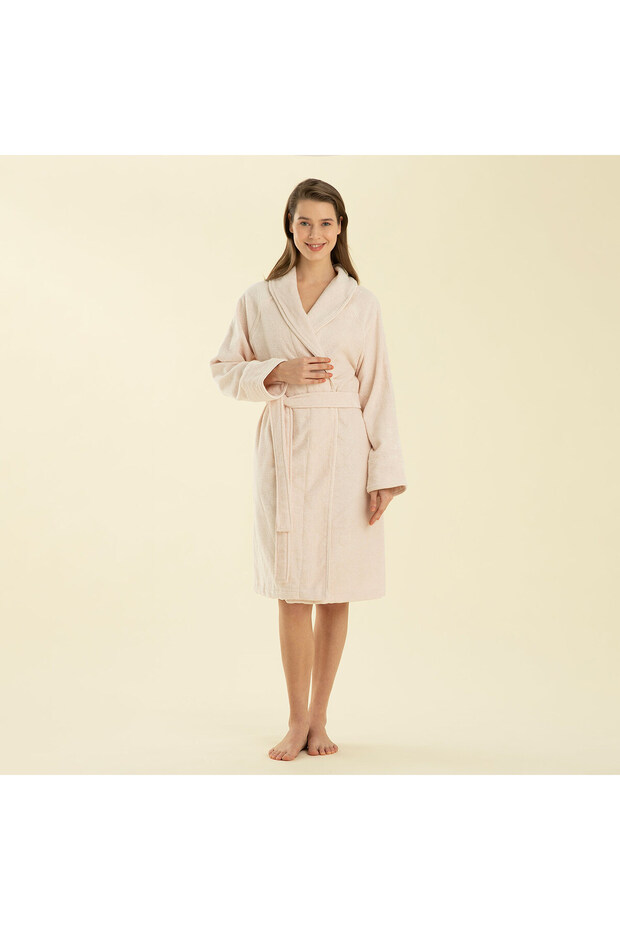 Solid Unisex Bornoz Pudra - 2