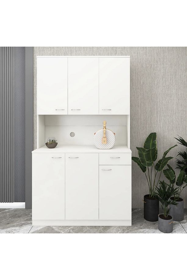 MDF Mutfak Dolabı, Beyaz Çok Amaçlı Mutfak Dolabı, Hazır Mutfak Dolabı, Mutfak Kiler Erzak Dolabı - 6