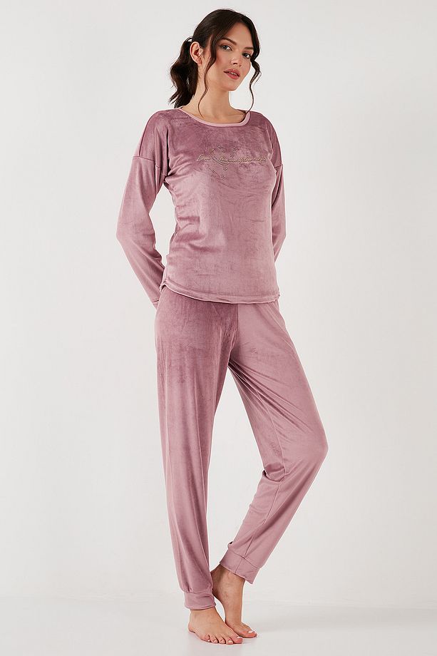 Regular Fit Yumuşak Dokulu Kadife Pijama Takımı Pijama Takımı 6094200w4 - 3