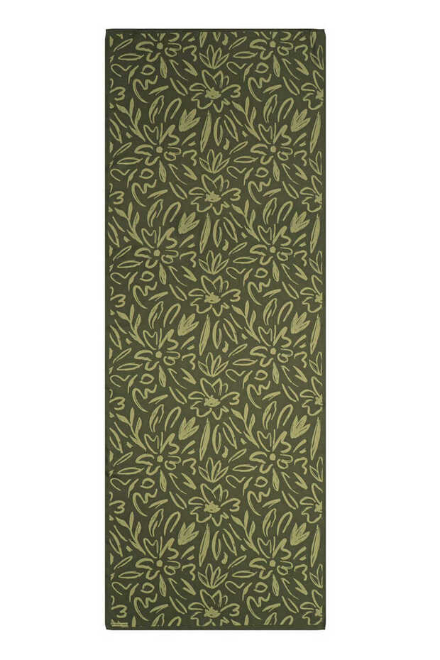 Khaki Spring Pattern Twill Silk Shawl - 3