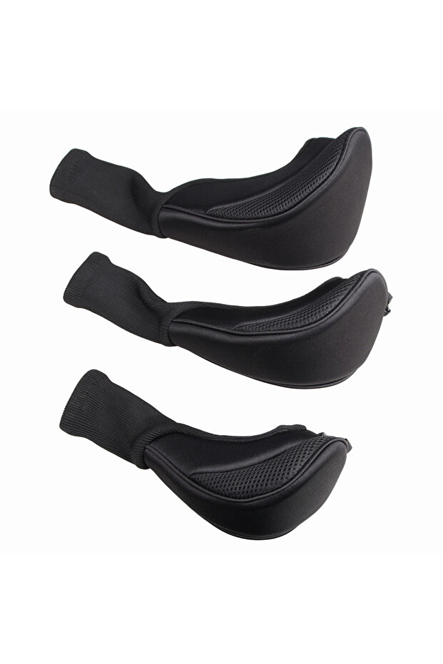 black 3Pcs/Set Long Neck Golf Club Head Covers Wood Driver Protect Headcover Number Tag Fairway Golf