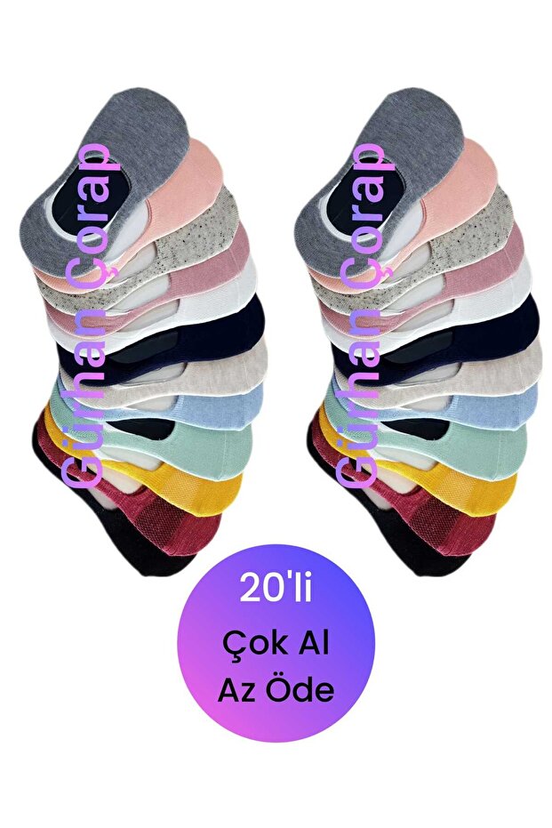 20 Pairs Invisible Plain Ballerina Socks Set
