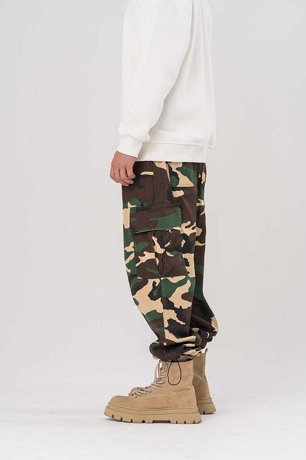 Hunter Kargo Cep ve Paça Ayarlı Kamuflaj Gabardin Pantolon - 7