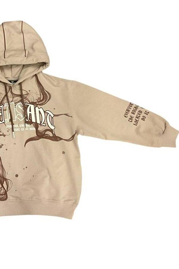 Boy's Hooded Batik Patterned Sweatshirt - 5