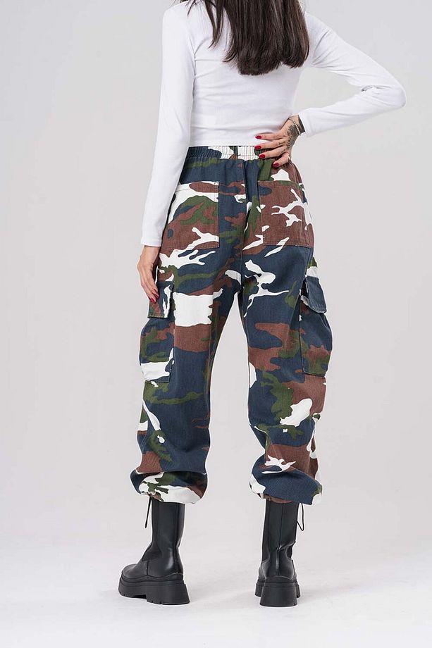 Hunter Kargo Cep ve Paça Ayarlı Kamuflaj Gabardin Pantolon - 4